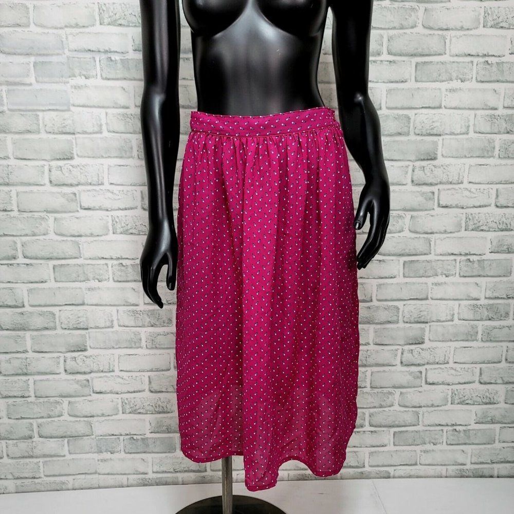 Vintage 90s Notations Size S Sheer Flowy Magenta Geo‎ Pattern High Waisted Skirt